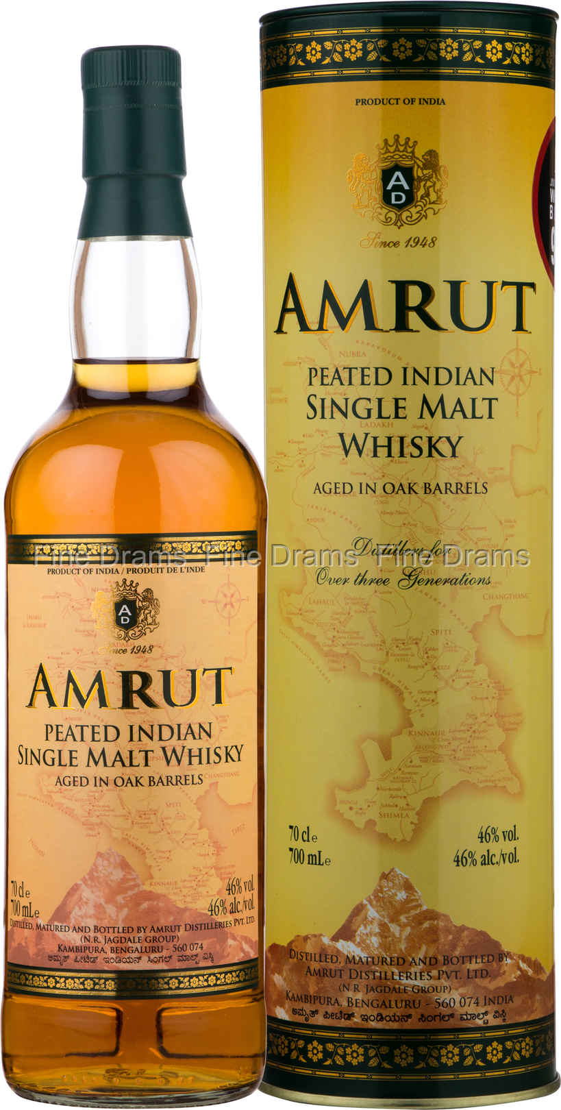 Amrut Single Malt Peated 70 cl 46