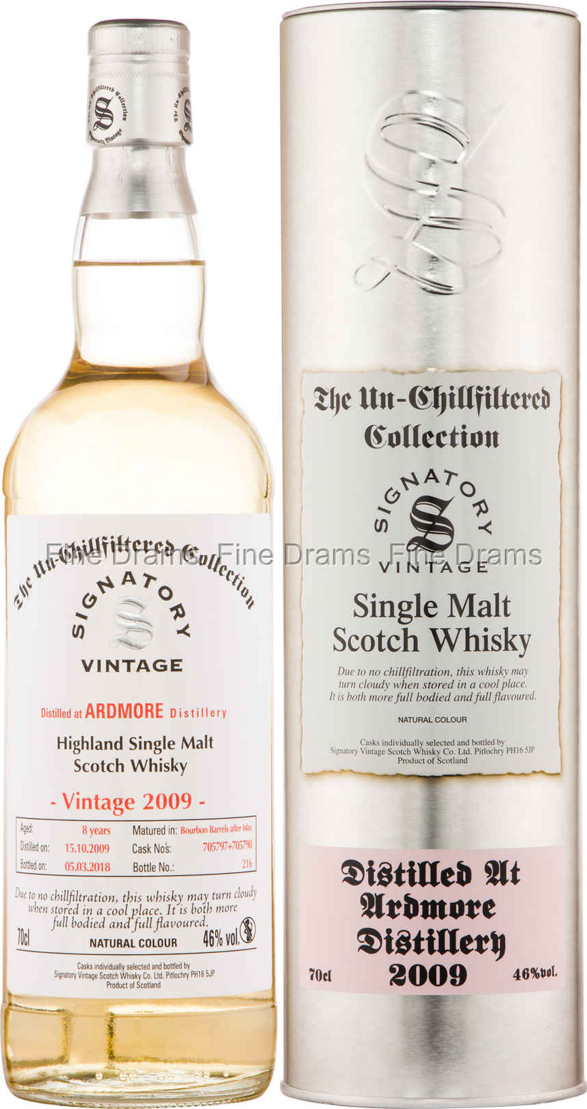 Fine Drams Ardmore 8 Year Old 2009 (Cask #705797 & #705798) - Signatory Un-Chillfiltered 70 cl, 46%