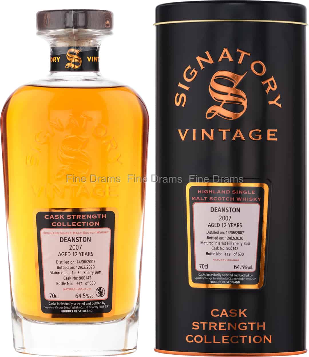 Deanston 12 Year Old 2007 Cask 900142 Signatory Cask Strength 70 cl 645