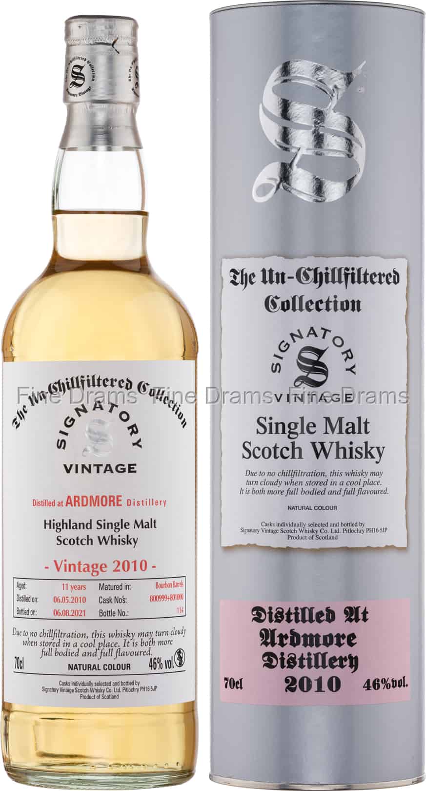 Ardmore 11 Year Old 2010 Cask 800999 801000 Signatory UnChillfiltered 70 cl 46