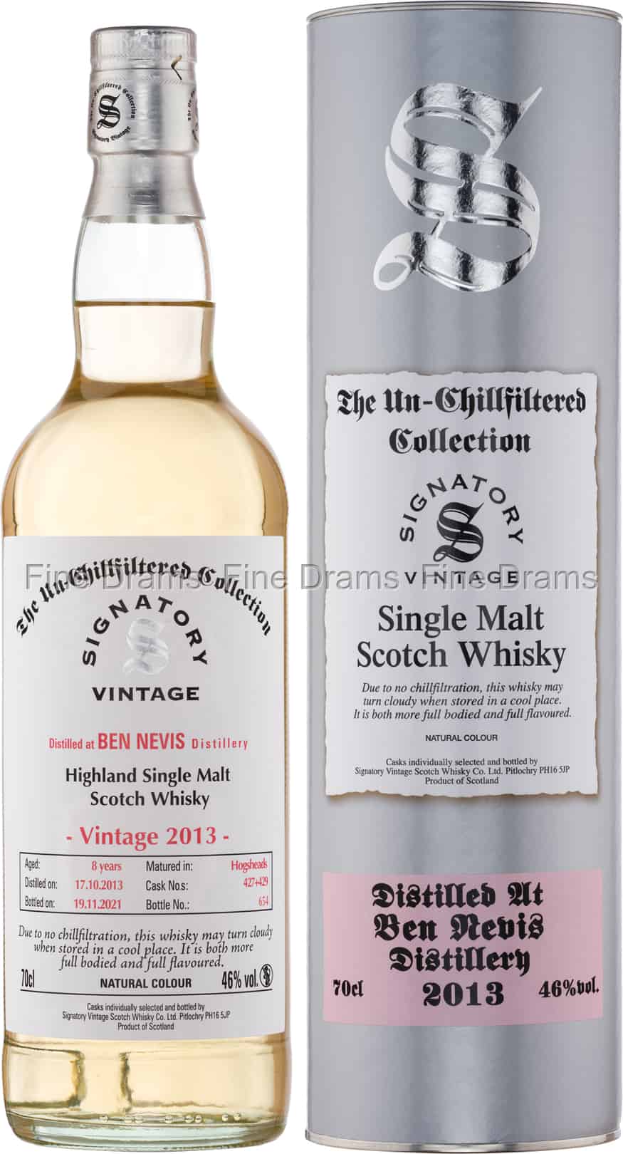 Ben Nevis 8 Year Old 2013 Cask 427 429 Signatory UnChillfiltered 70 cl 46