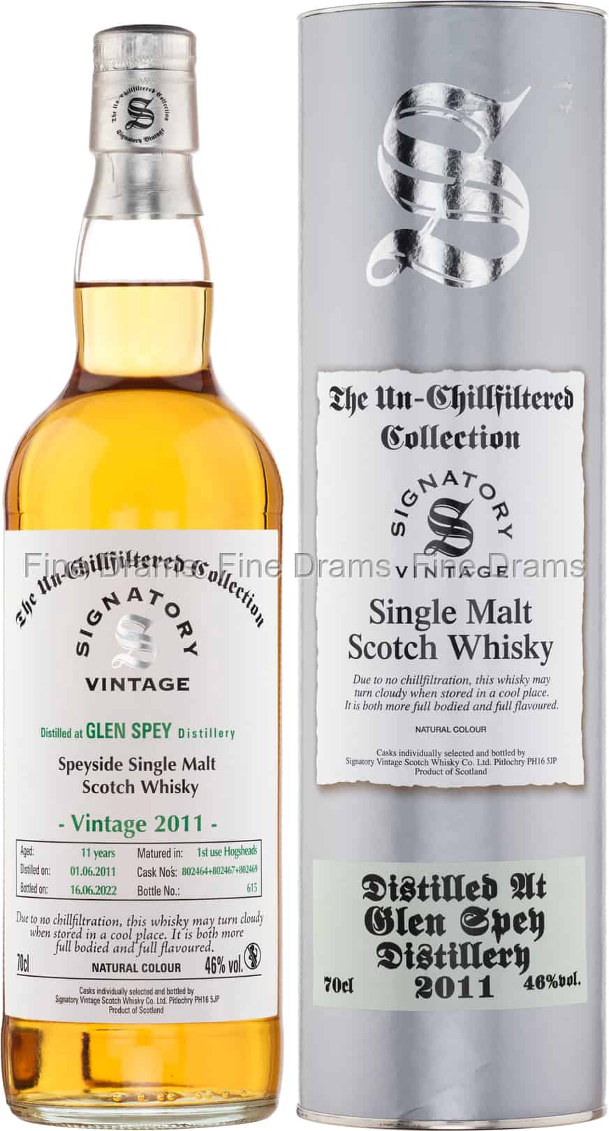 Glen Spey 11 Year Old 2011 Cask 802464 802467 802469 Signatory UnChillfiltered 70 cl 46