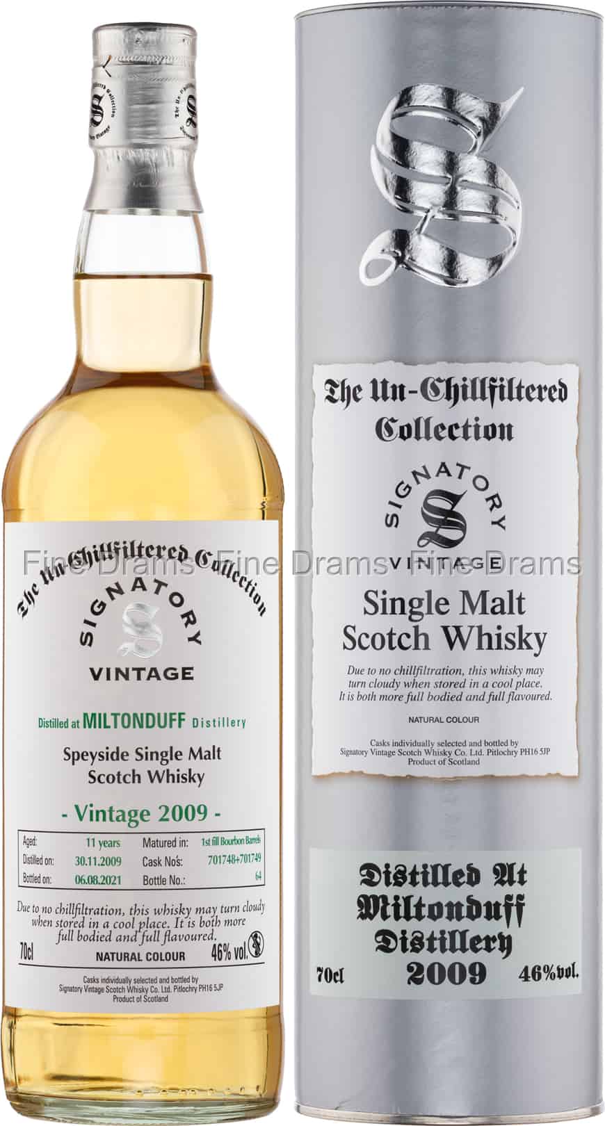 Miltonduff 11 Year Old 2009 Cask 701748 701749 Signatory UnChillfiltered 70 cl 46