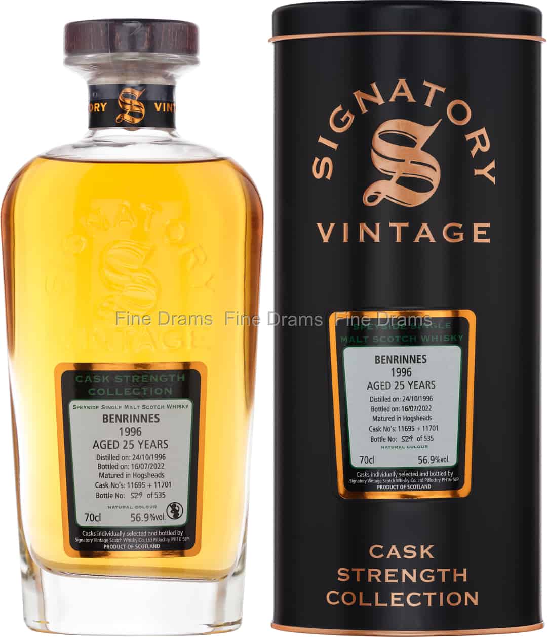 Benrinnes 25 Year Old 1996 Cask 11695 11701 Signatory Cask Strength 70 cl 569