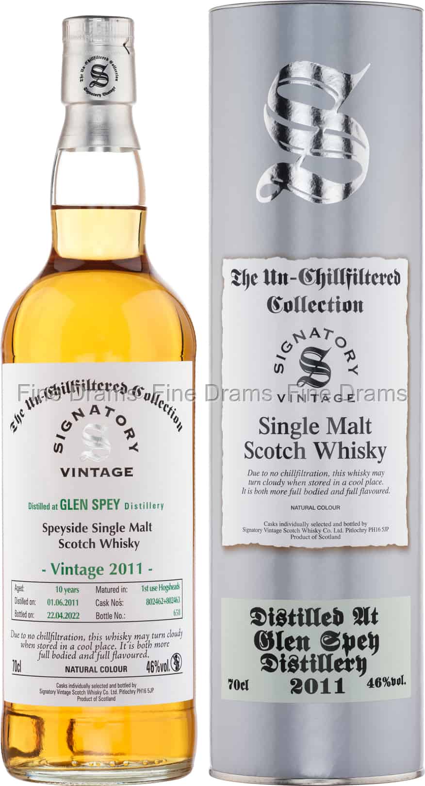 Glen Spey 10 Year Old 2011 Cask 802462 802463 Signatory UnChillfiltered 70 cl 46