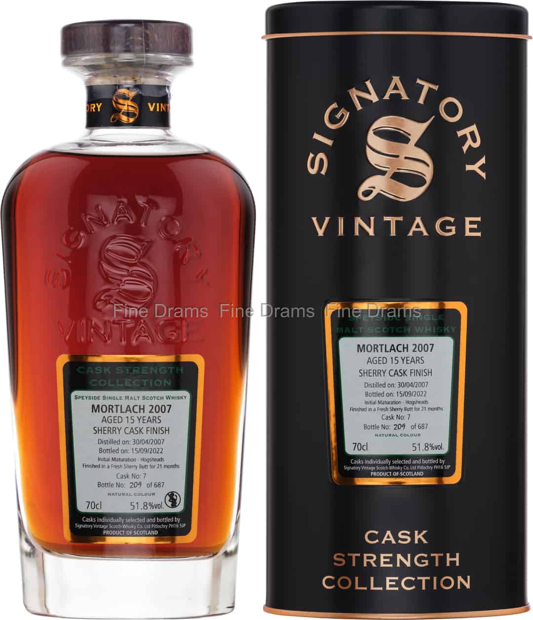 Mortlach 15 Year Old 2007 Cask 7 Signatory Cask Strength 70 cl 518