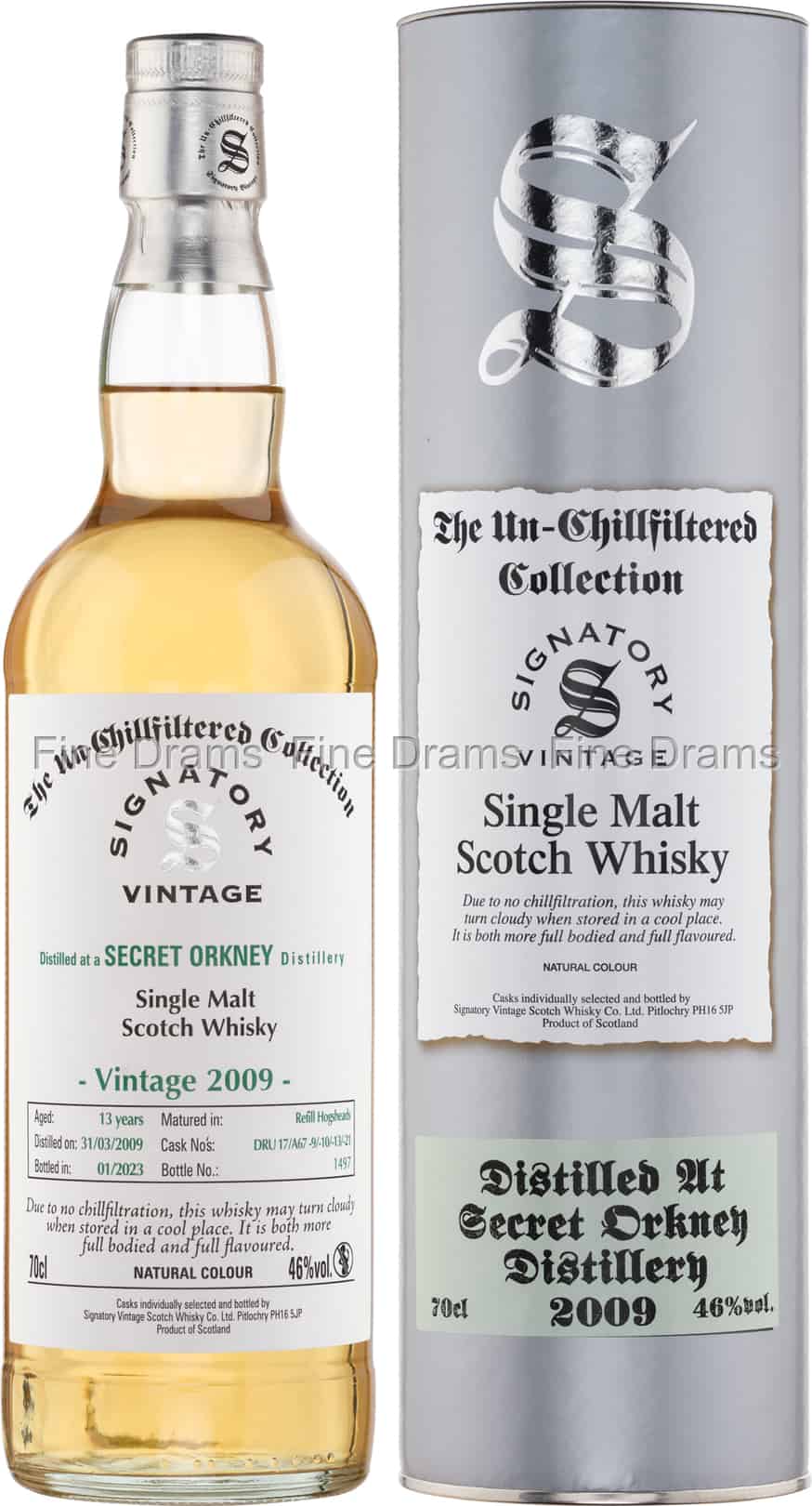 Secret Orkney 13 Year Old 2009 Cask DRU 17A67 9101321 Signatory UnChillfiltered 70 cl 46