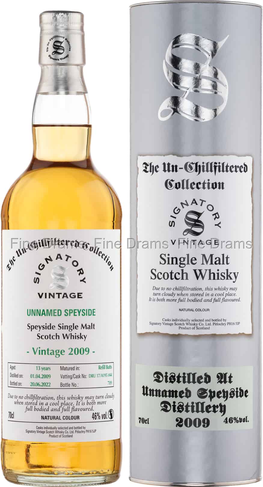 Unnamed Speyside 13 Year Old 2009 Cask DRU 17A195 44 Signatory UnChillfiltered 70 cl 46