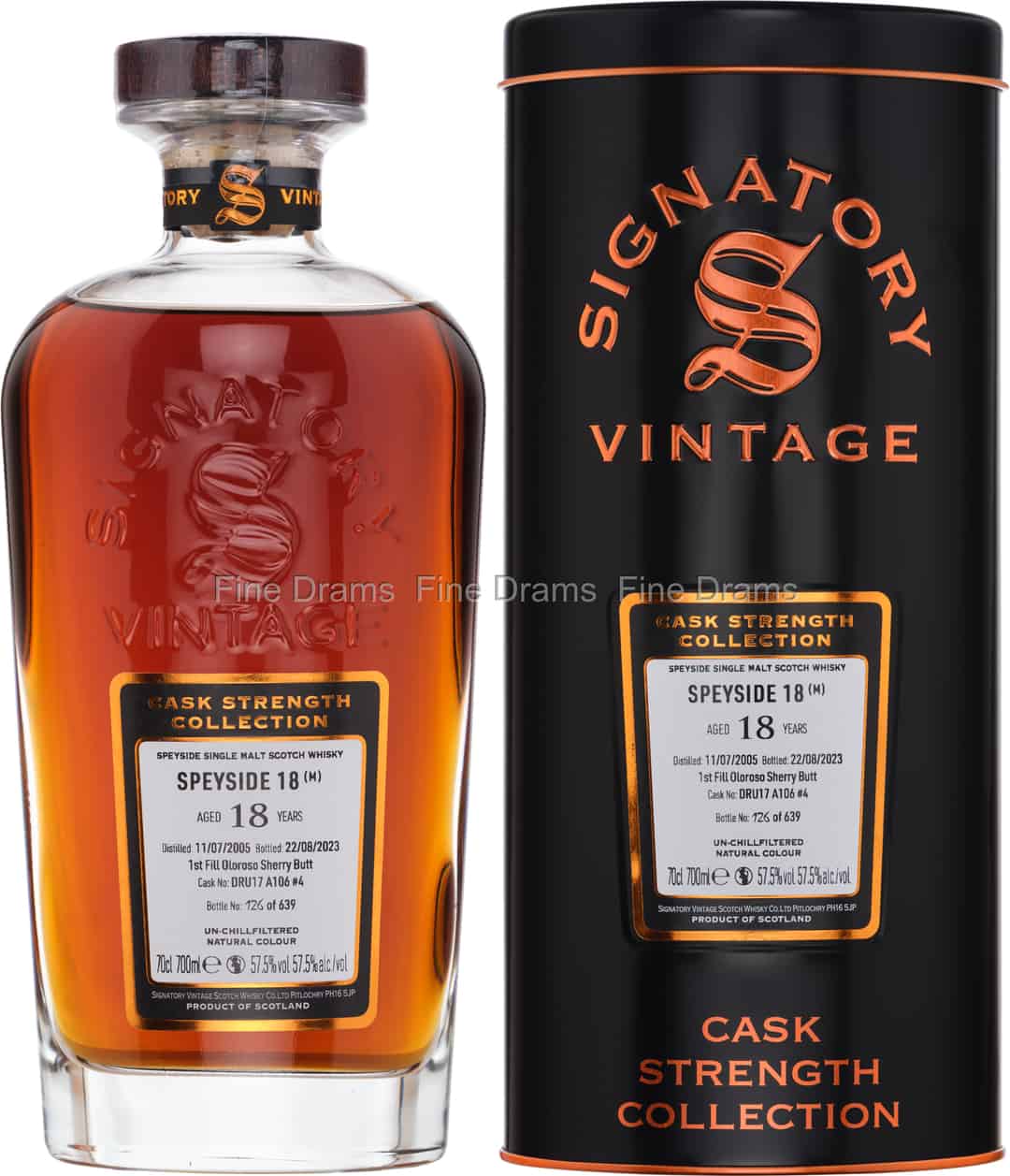 Speyside M 18 Year Old 2005 Cask DRU17 A106 4 Signatory Cask Strength 70 cl 575